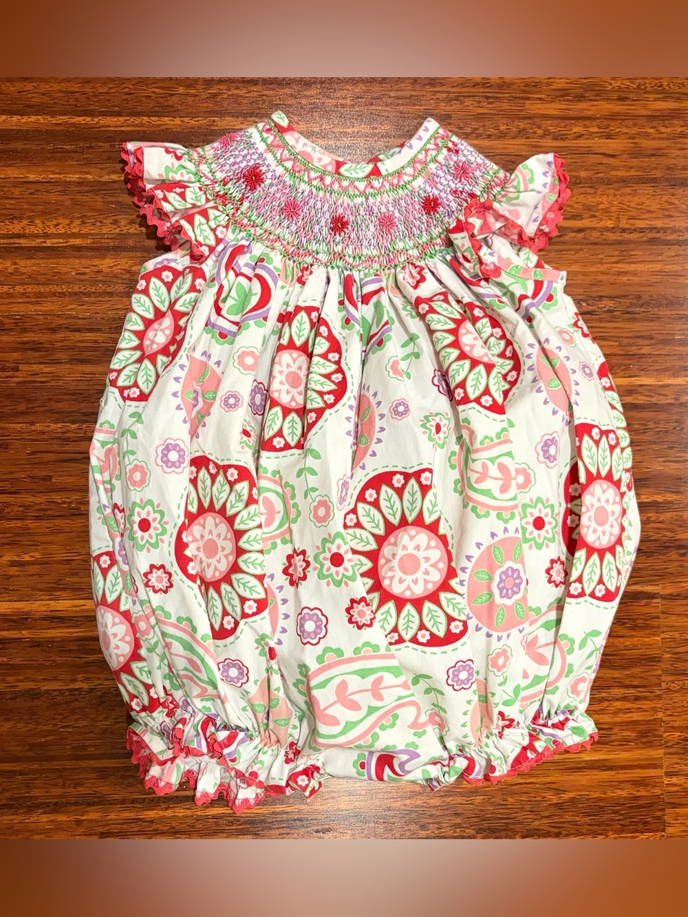 Vintage Stelly Belly Smocked Floral Bubble Romper 2T/3T